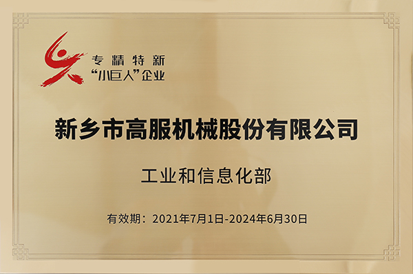 2020年，入选“国家级专精特新小巨人”企业